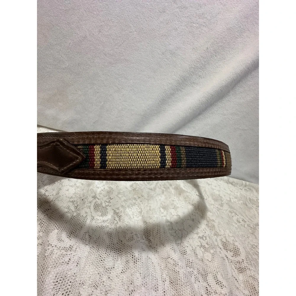 Kids Woven Leather Belt Multicolored Stripes Size 30 Made in USA